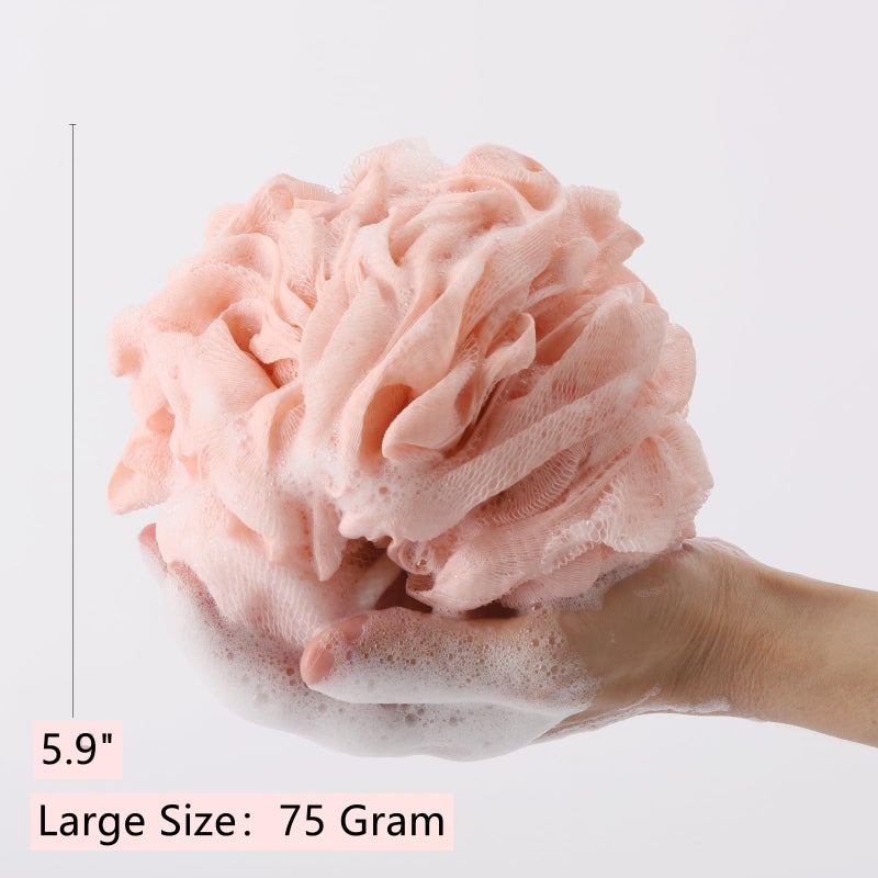 BTYMS 4 Pieces Shower Pouf Loofah Sponge 75g/pc Large Bath Loofahs Shower Scrunchies Bath Sponges for Body - Image 2